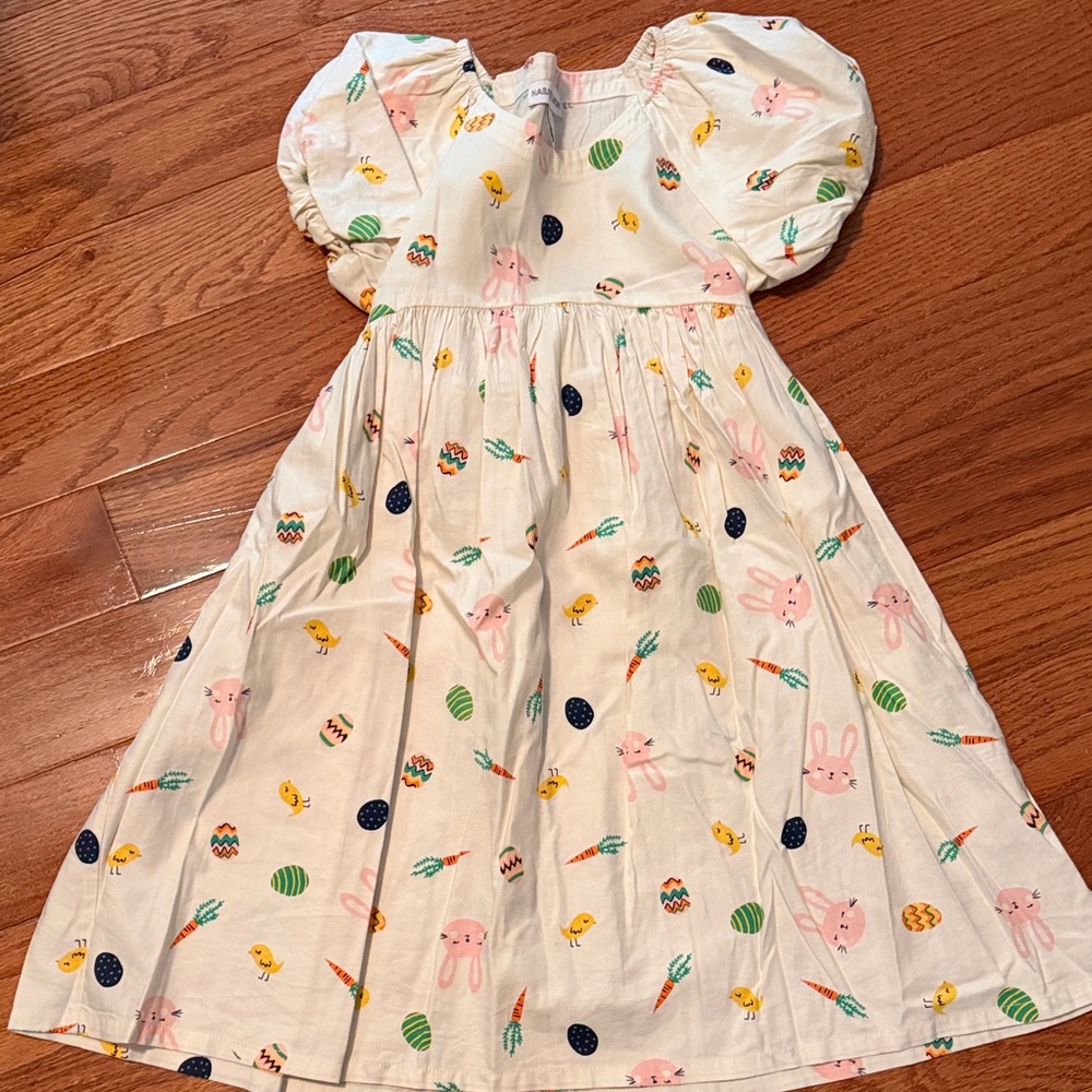 Harper Canyon White Dress with Pink Bunnies & Yellow Chicks